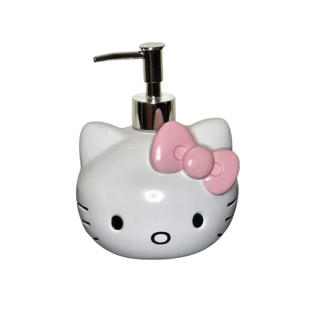Hello Kitty Soap Dispenser Sanrio Ceramic Bathroom Pump Pink Bow Kawaii Decor